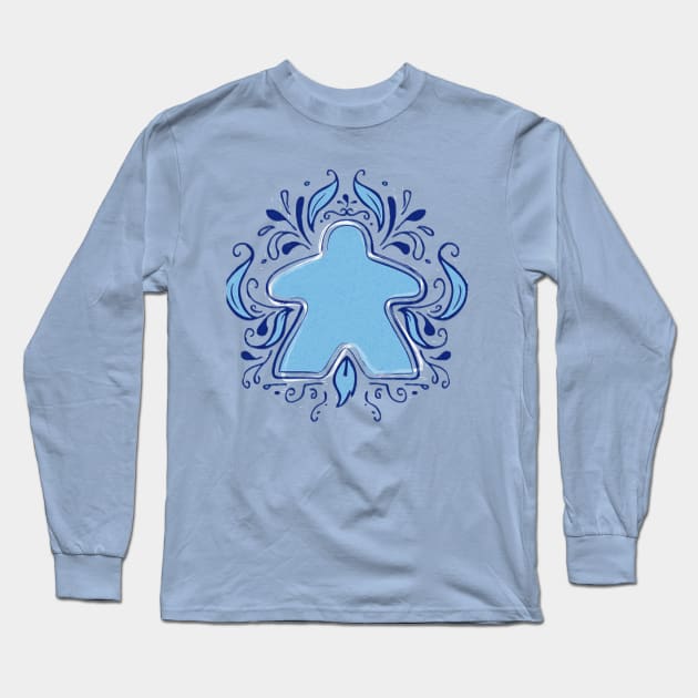 Blue Meeple Long Sleeve T-Shirt by east coast meeple